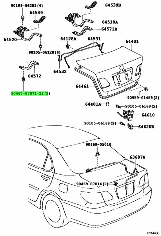 Buy Genuine Toyota 904670707122 (90467-07071-22) Clip. Prices, fast